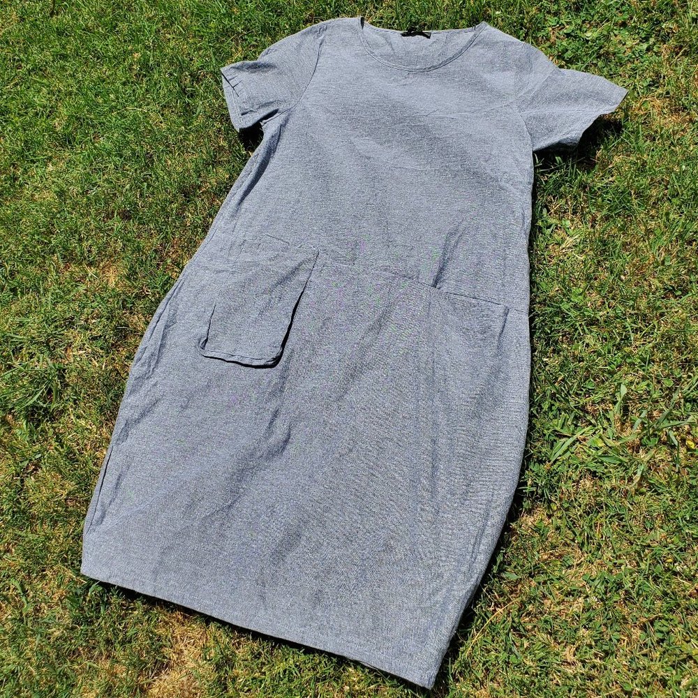 Blue Zanzea Pocket Loose Midi Dress